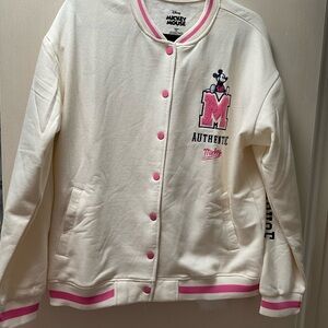 Disney Mickey Mouse Women's Cream & Pink Varsity Jacket XL